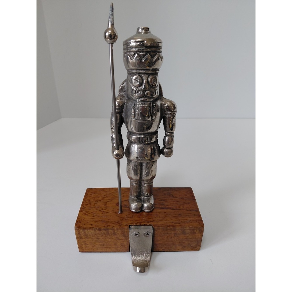 Vintage Nutcracker Soldier Heavy Christmas Stocking Mantel Hook Holder Nice